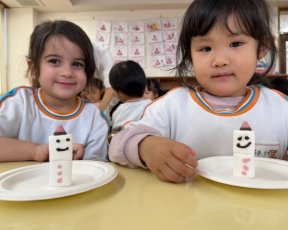 年少★マシュマロゆきだるま作り